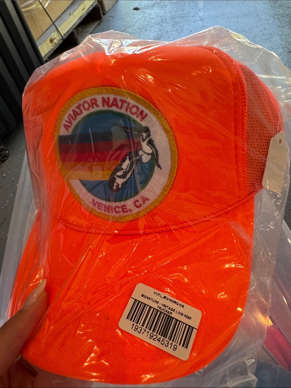 Aviator Nation Neon Orange Patch Trucker Hat